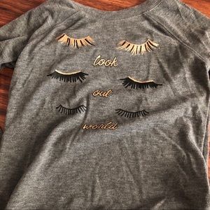 Gray and Gold Eyelash inspo shirt